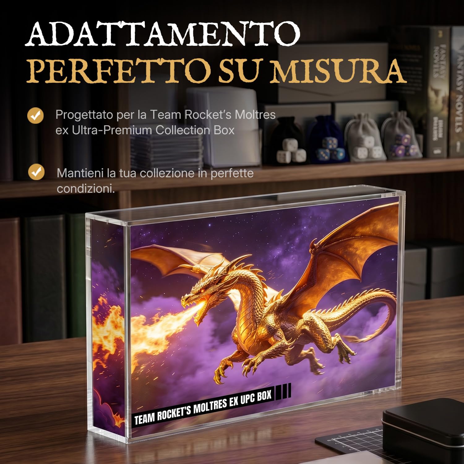 Wigearss Scatola Magnetica Acrilica, Custodia Protettiva per Pokemon Team Rocket's Moltres ex Ultra-Premium Collection