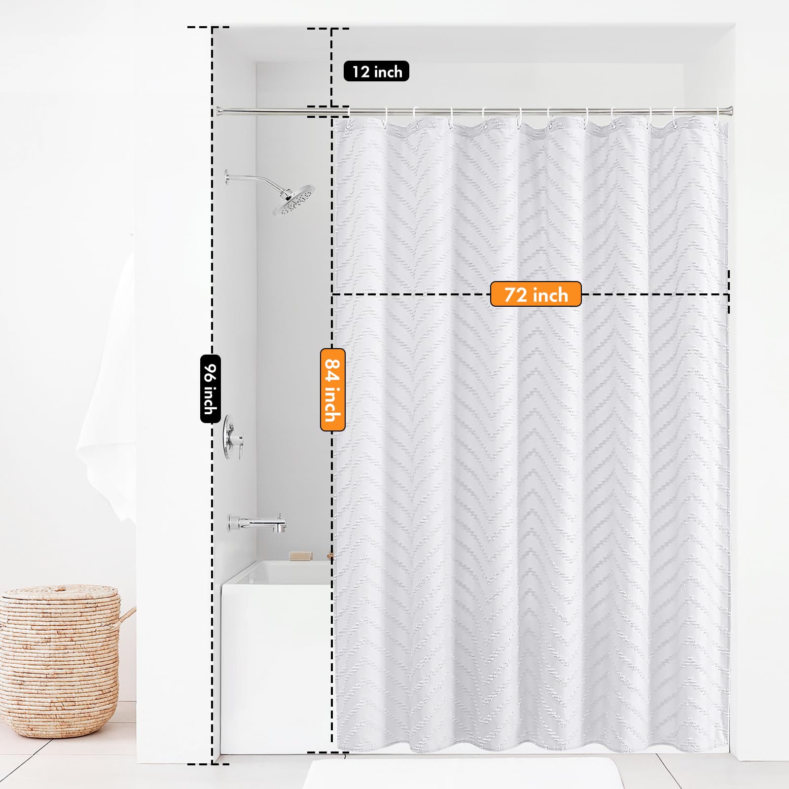 Ombré Duschvorhang In Orange – Wasserdicht, Mit Gewichten & 12 Haken, 183x183 Cm