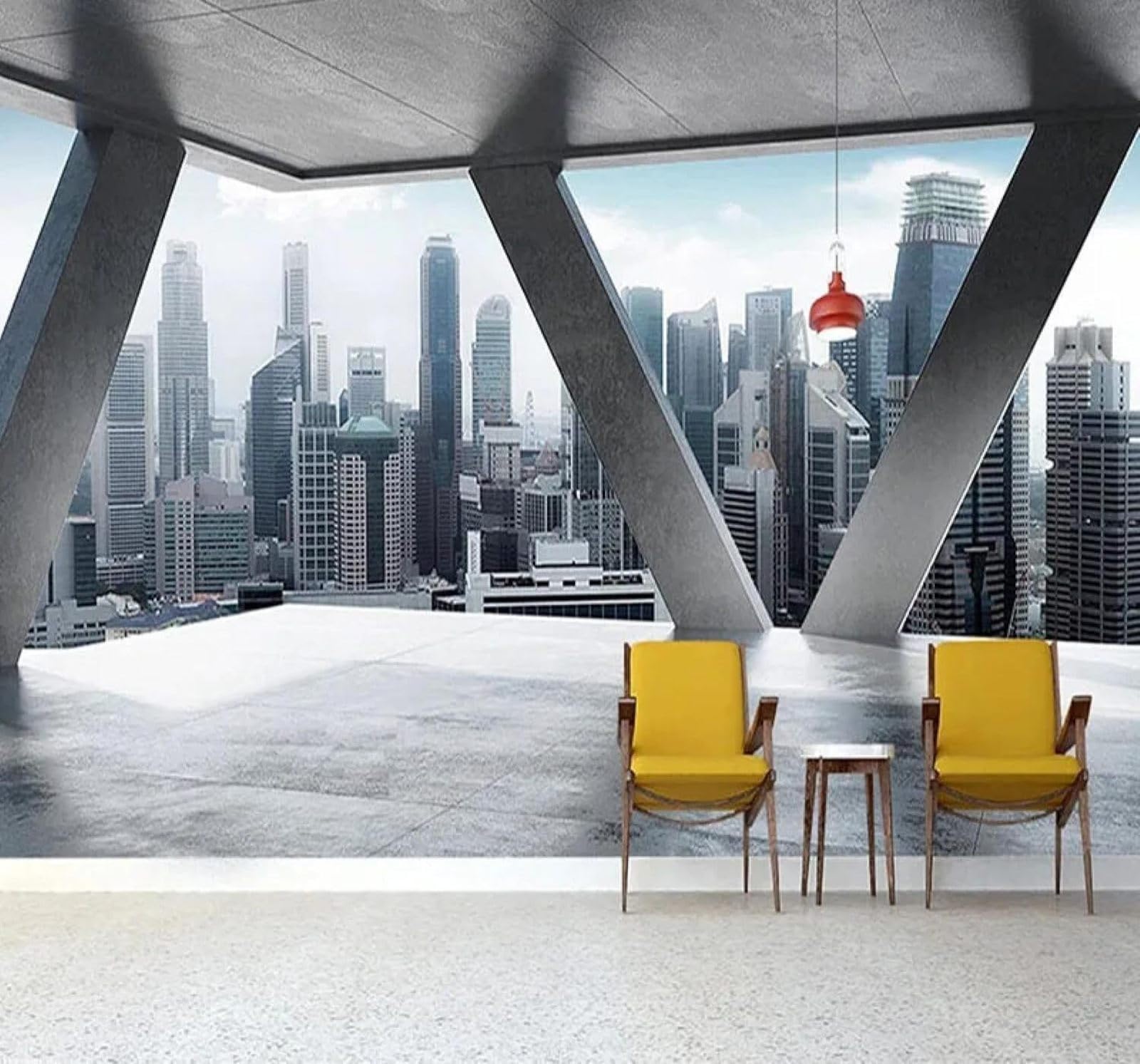 XLMING Three Dimensional Urban Architecture Spatial Extension Restaurant Café 3D Wallpaper Luxury Home Dining Decor Paste Sofa Living Room The Wall for Bedroom Mural-250cm×170cm