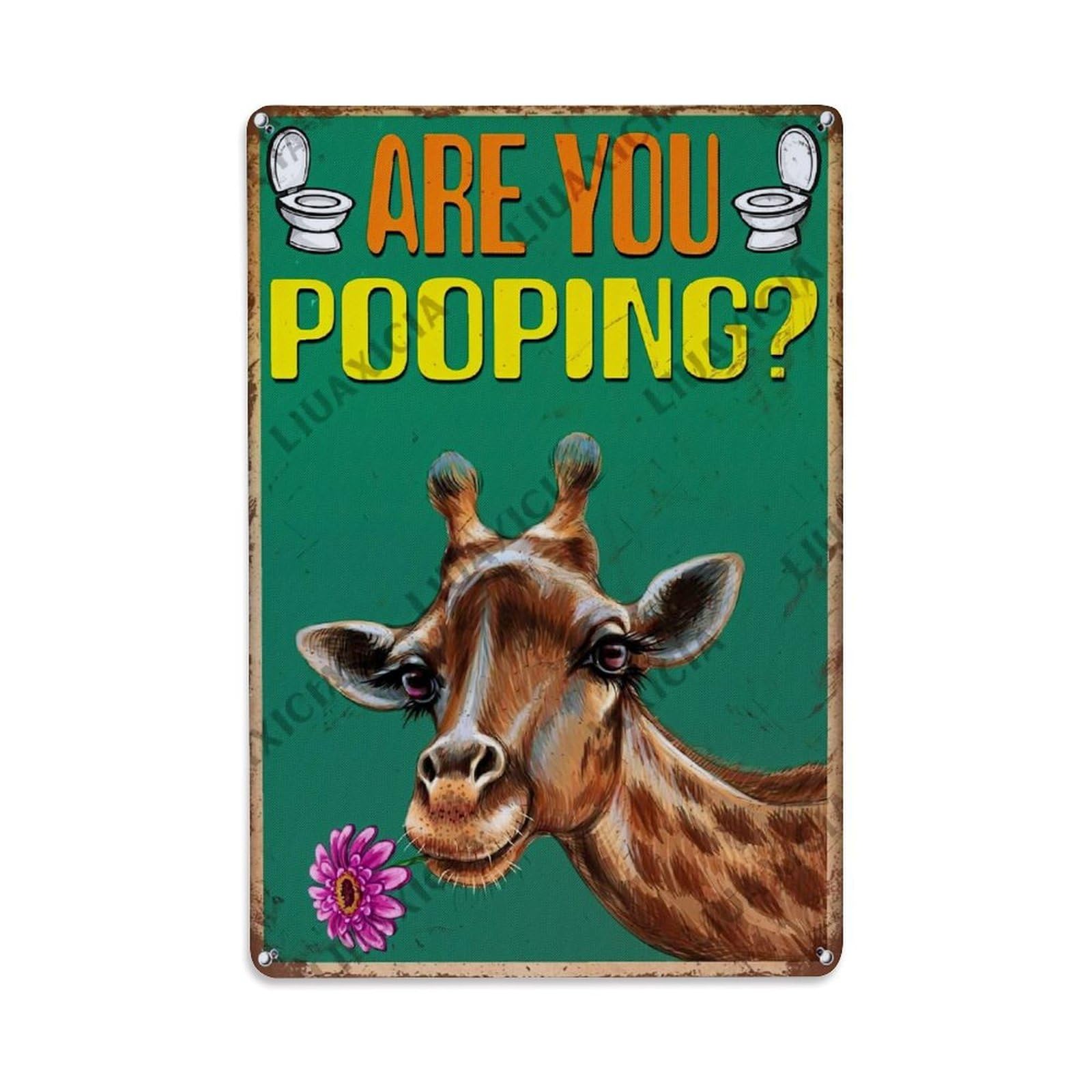 Jdfenggu Vintage Giraffe Toilet Humor Sign Art Retro Metal Tin Sign, Decor Art Poster For Bar, Home, Man Cave, Kitchen, Laundry Room Gift 8X12inch