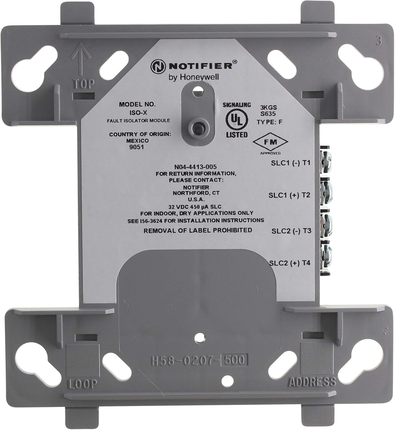 Bag view of Notifier ISO-X Fault Isolator Module with wiring terminals