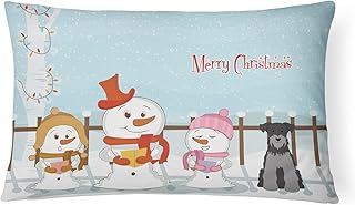 Caroline's Treasures BB2383PW1216 Wesołych Świąt kolędy miniaturowy sznaucer czarny srebrny płótno tkanina dekoracyjna poduszka, 30 cm wys. x 40 cm szer., wielokolorowa