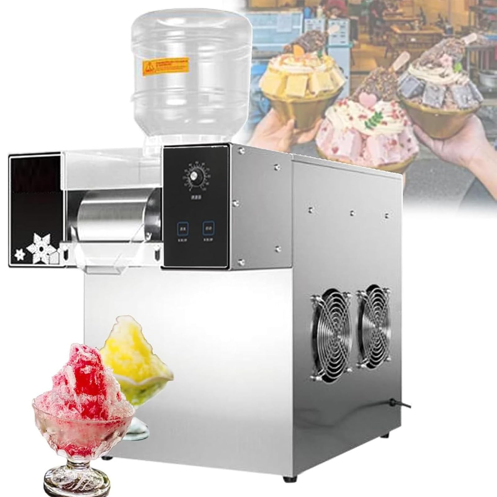 Pnpaea 60/120 Kg Mini Snow Ice Maker Shaver Machine Snowflake Ice Machine Machine Snowflake Ice Shaving Machine,for Desserts,Food Trucks, and Street Food 750W(120KG)
