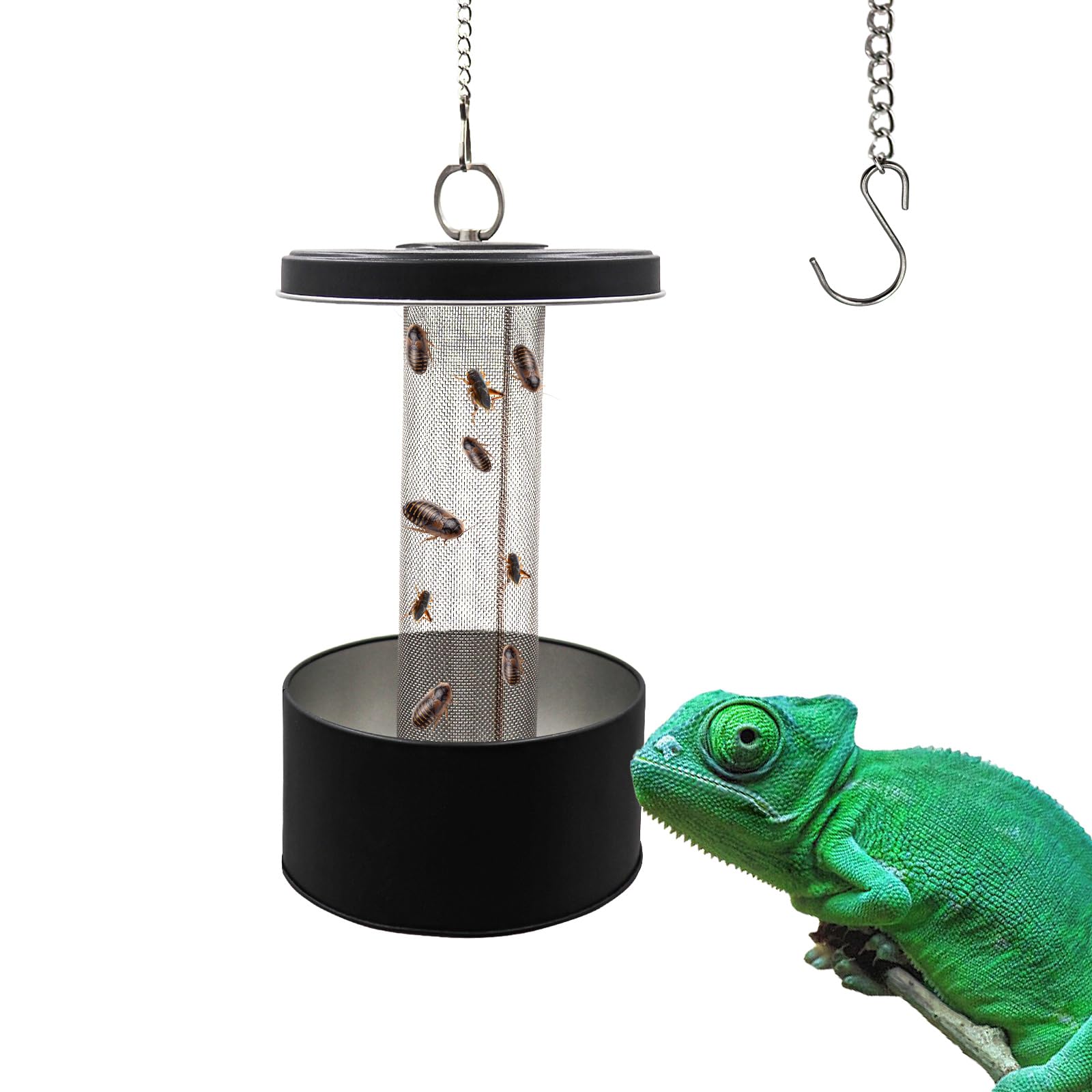 Ciotola per cibo camaleonte, mangiatoia per lucertole, tazza per cibo per rettili, accessori per gabbia camaleonte, scarafaggi Dubia, vermi della farina, supervermi, organizer con colonna per