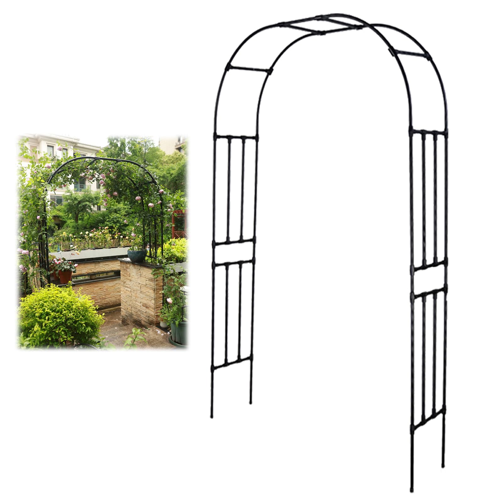 Arco Da Giardino In Metallo RUBFAC Nero – 139,7x238,8 Cm, Per Matrimoni, Eventi E Piante Rampicanti, Facile Da Montare