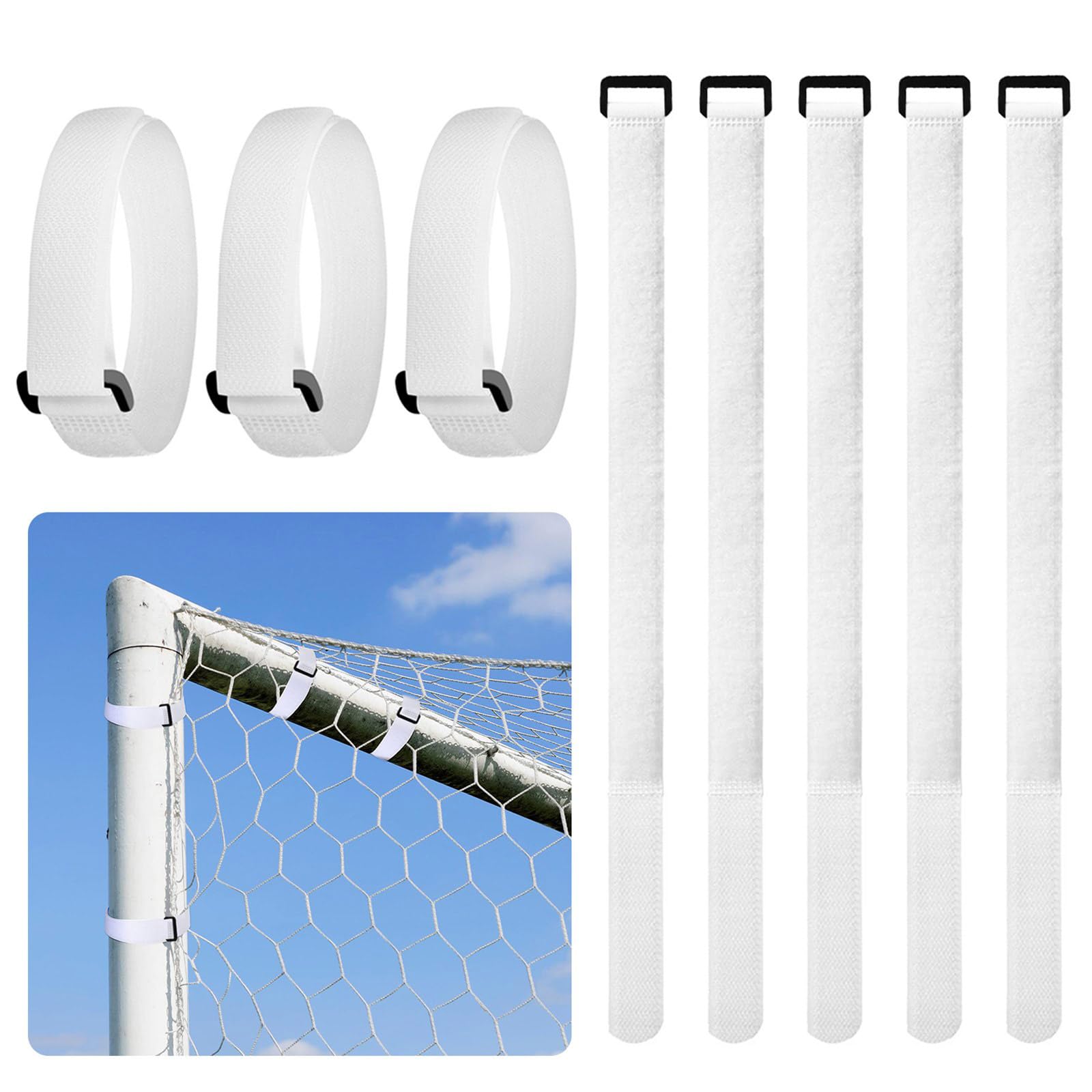 10 cinghie per porta da calcio per porta da calcio, rete di fissaggio, fascetta, cinghia di fissaggio per rete da calcio