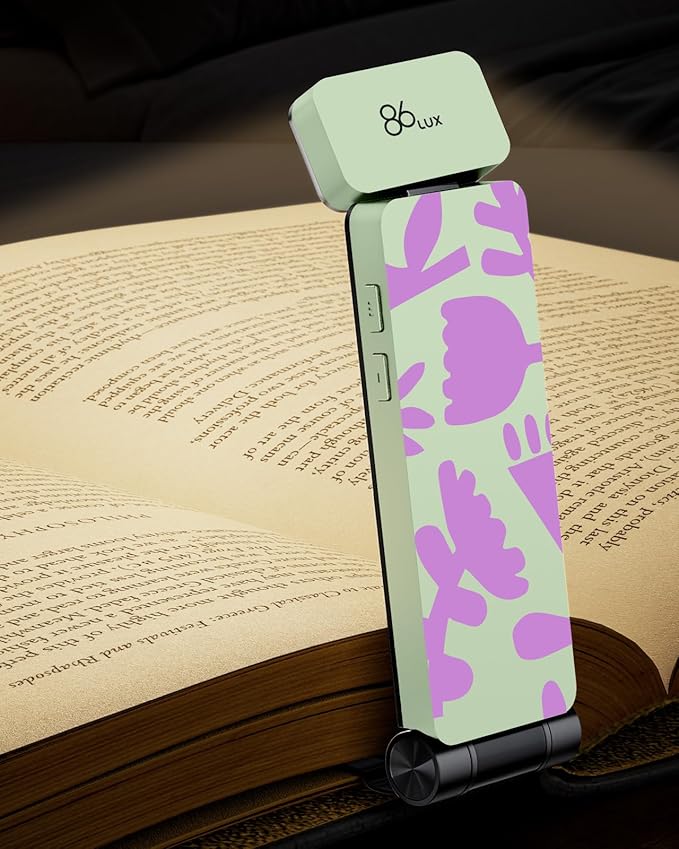 86lux 86lux Rechargeable Book Light for Reading in Bed, Ultralight Clip-on LED Bookmark Lamp with 3 Amber Colors & Stepless Dimming for Night Reading, Long Lasting for Book Lovers, Kid, Blossom Trail