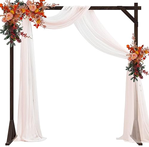 Fomcet Soporte de arco de boda de madera de 7.2 pies, arco cuadrado de madera, cenador de boda para ceremonia, fiesta, propuesta, escena, jardín,