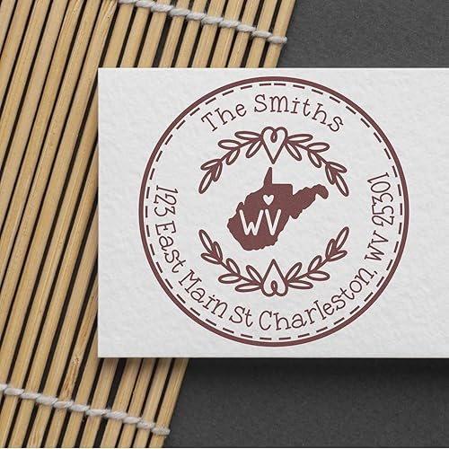 Miniatura 363 de Round State Love - Sello de dirección de devolución para Texas, uso con almohadilla de sello, mango de madera, sello de dirección de Texas