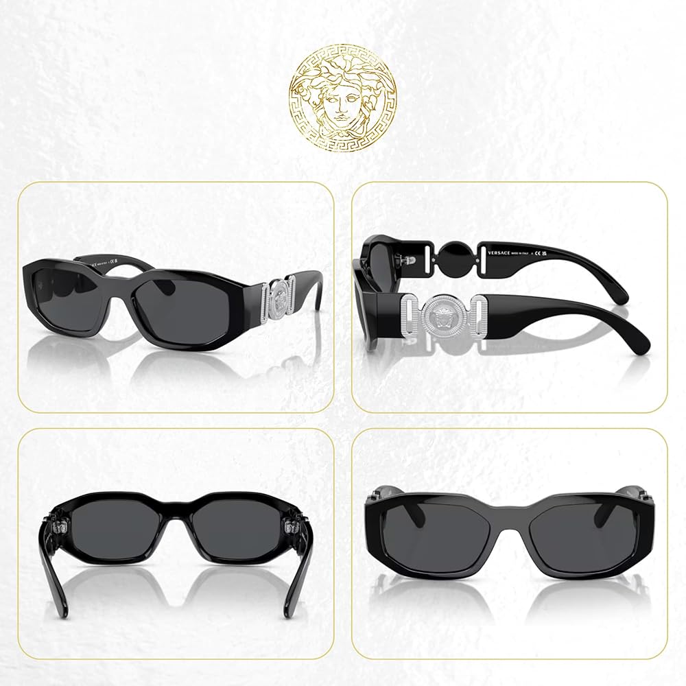 VERSACE メドゥーサ 53mm サングラス ユニセックス VE4361 Amazon.com: Versace Unisex Sunglasses Black Frame, Dark Grey
