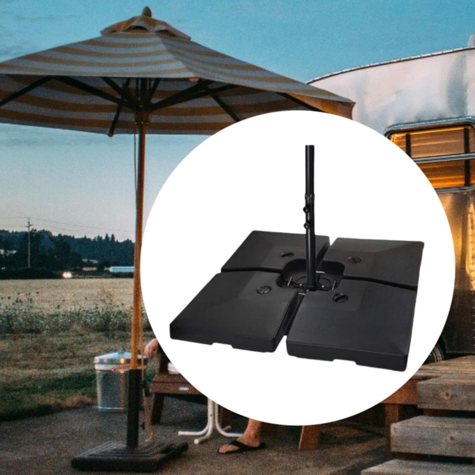 Base para Sombrilla, Soporte para Sombrilla de Verano para Exteriores, Rellenable con Agua Y Arena, Base para Sombrilla de Patio para Balcón, Césped, Cuadrado con Varilla