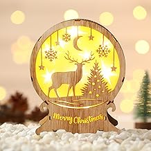 DAZZTIME Weihnachtsdeko Innen, LED Weihnachtsbeleuchtung aus Holz, Weihnachtsschmuck Licht für Weihnachten Deko
