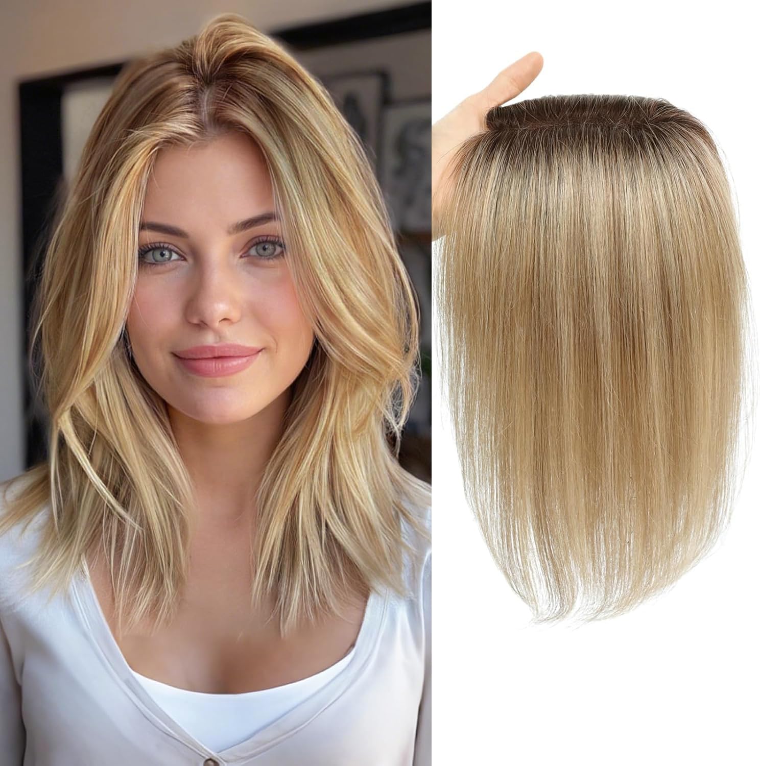 Parrucche con capelli umani per donne, vera densità 120%, forma rotonda, base svizzera, clip per frangia (4T1016)