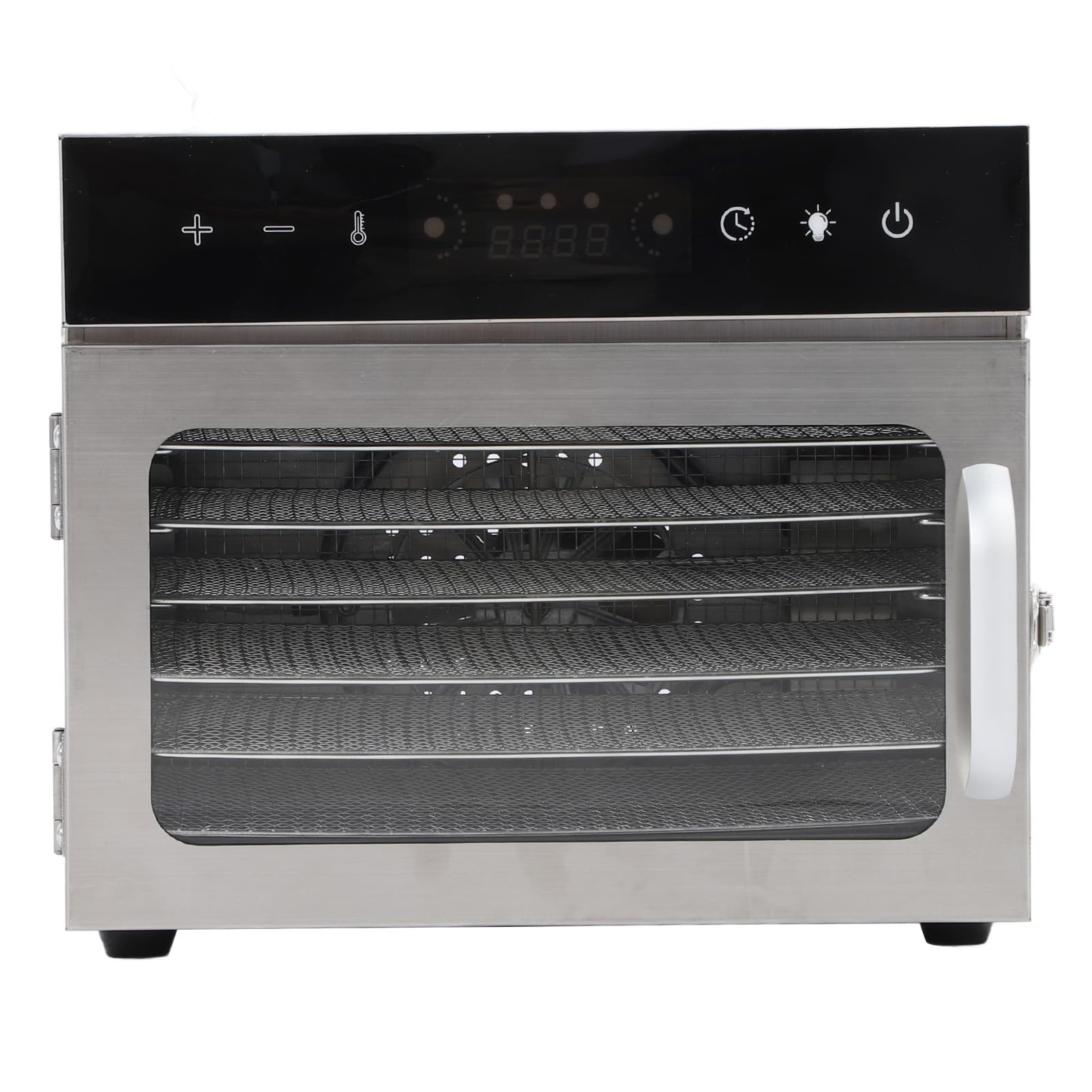Fdit Disidratatore Alimenti 6 Vassoi in Acciaio Inox, Timer Digitale Controllo Temperatura 70-190°F per Carne Secca, Frutta, Snack per Cani, Prevenzione Surriscaldamento, (Spina europea 220 V)