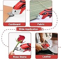 Vista 6 de TOOLSPACE Tijeras eléctricas inalámbricas con dos cuchillas, cortador de cartón para cortar tela, batería recargable de iones de litio de 4 V, fácil