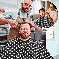 Vista 6 de FEBSNOW Capa de peluquería profesional impermeable para corte de cabello, cepillo de plumero para corte de pelo, puntos blancos y negros, kits