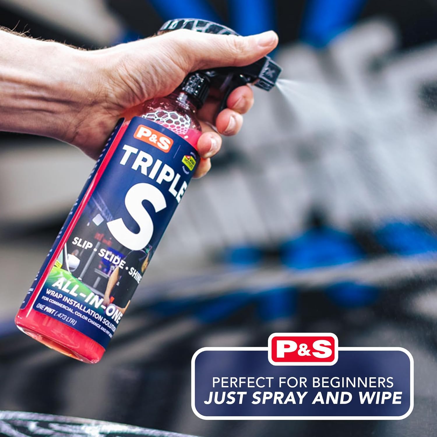 P & S PROFESSIONAL DETAIL PRODUCTS - Triple S - Wrap & PPF Installation Solution - Easily Prepare Vehicle Surfaces; Helps Films Slide Easily Across The Surface; Enhances The Finished Look (1 Pint)