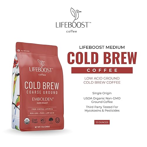 Miniatura 6 de Lifeboost Café oscuro frío  Café molido grueso bajo en ácido para preparación fría  Café orgánico de café frío orgánico de origen único sin OMG USDA