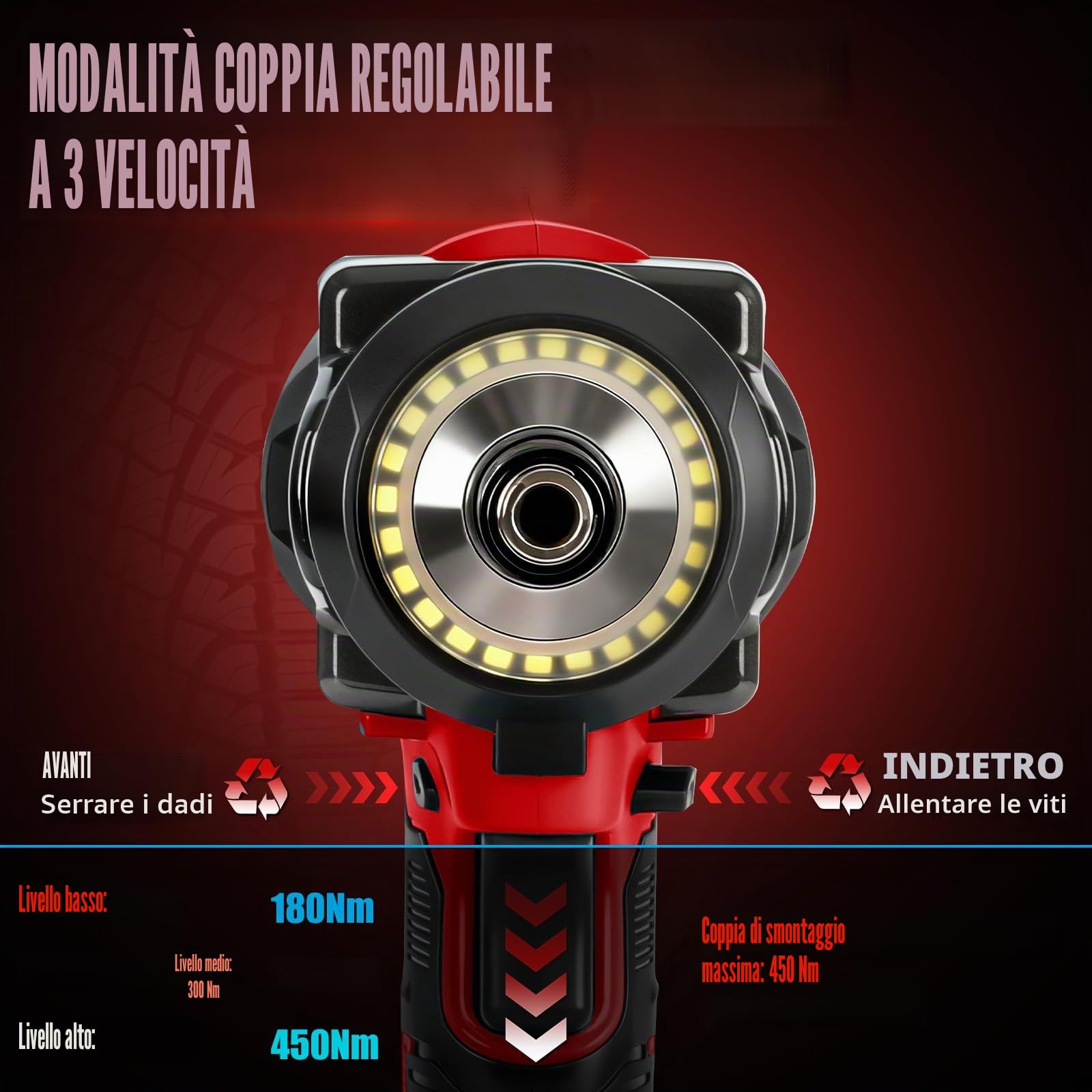 Roadtime Trapano avvitatore a percussione a batteria da 1/4" per batteria Milwaukee da 18 V (senza batteria), 2400 giri/min, attacco esagonale senza spazzole 450 N, 3 marce e 2 marce, con LED e 13