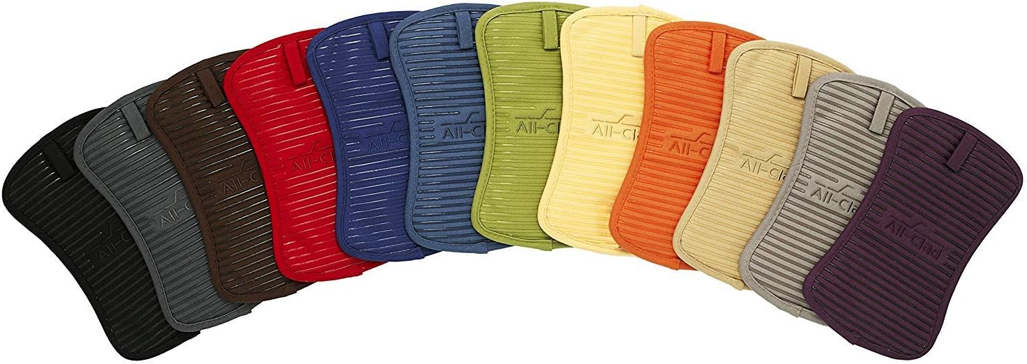 All-Clad Textiles Deluxe Heat and Stain Resistant Pot Holder. Silicone Treated Heavyweight 100-Percent Cotton Twill Hot Pad, Machine Washable, 6-inches by 10-inches, Pewter Grey : Home & Kitchen