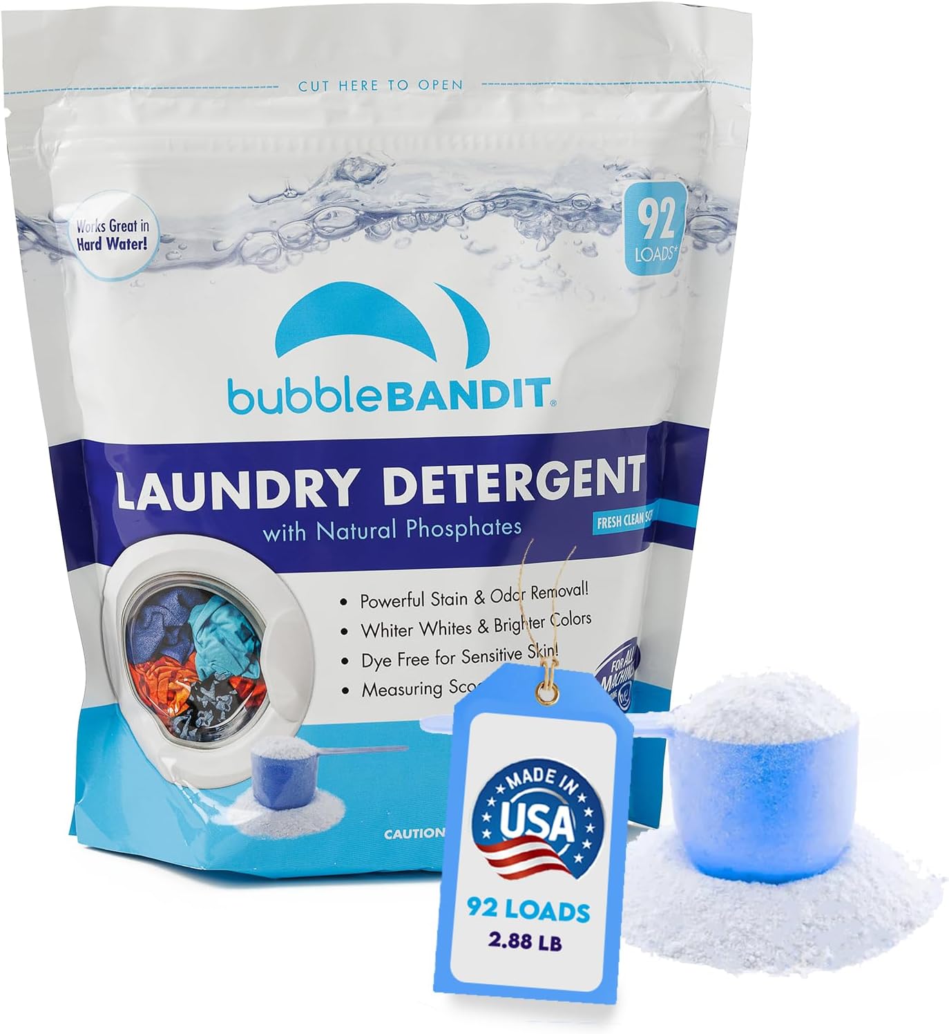 - Laundry Detergent Powder with Phosphate - For All Machines, Fresh Clean Scent - Mess-Free - With Scoop - Safe for All Fabrics, Greywater & Septic… (46 Ounce Pack of 1)