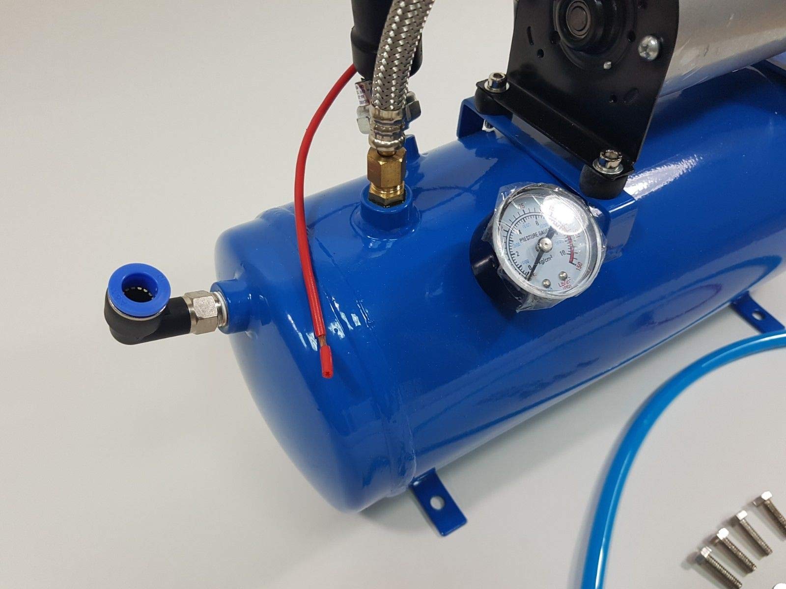 Compresseur d'Air 150psi DC 12V Avec Reservoir 6L + Kit d'Accessoires Gonflage de Pneus Alimentation en Air pour Klaxons à Air