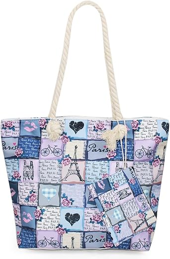 Premium Large Paris Eiffel Tower Print Shoulder Bag Handbag Tote Purse