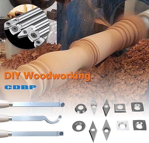 Miniatura 6 de Insertos redondos de carburo de 0.350 in (13 pulgadas) para torneado de madera, cortador de carburo indexable R8.9 × 0.073 in para torno de