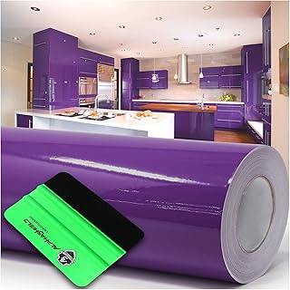 Film adhésif brillant ou mat pour meubles, cuisines ou de salle de bains (040 violet, brillant) 10 m x 63 cm