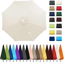 Auvent de Remplacement pour Parasol 2m/2,7m/3m, 6 Baleines/8 Baleines Toile de Rechange pour Parasol Déporté, Housse de Rechange pour Parasol de Jardin Terrasse Plage Blanc