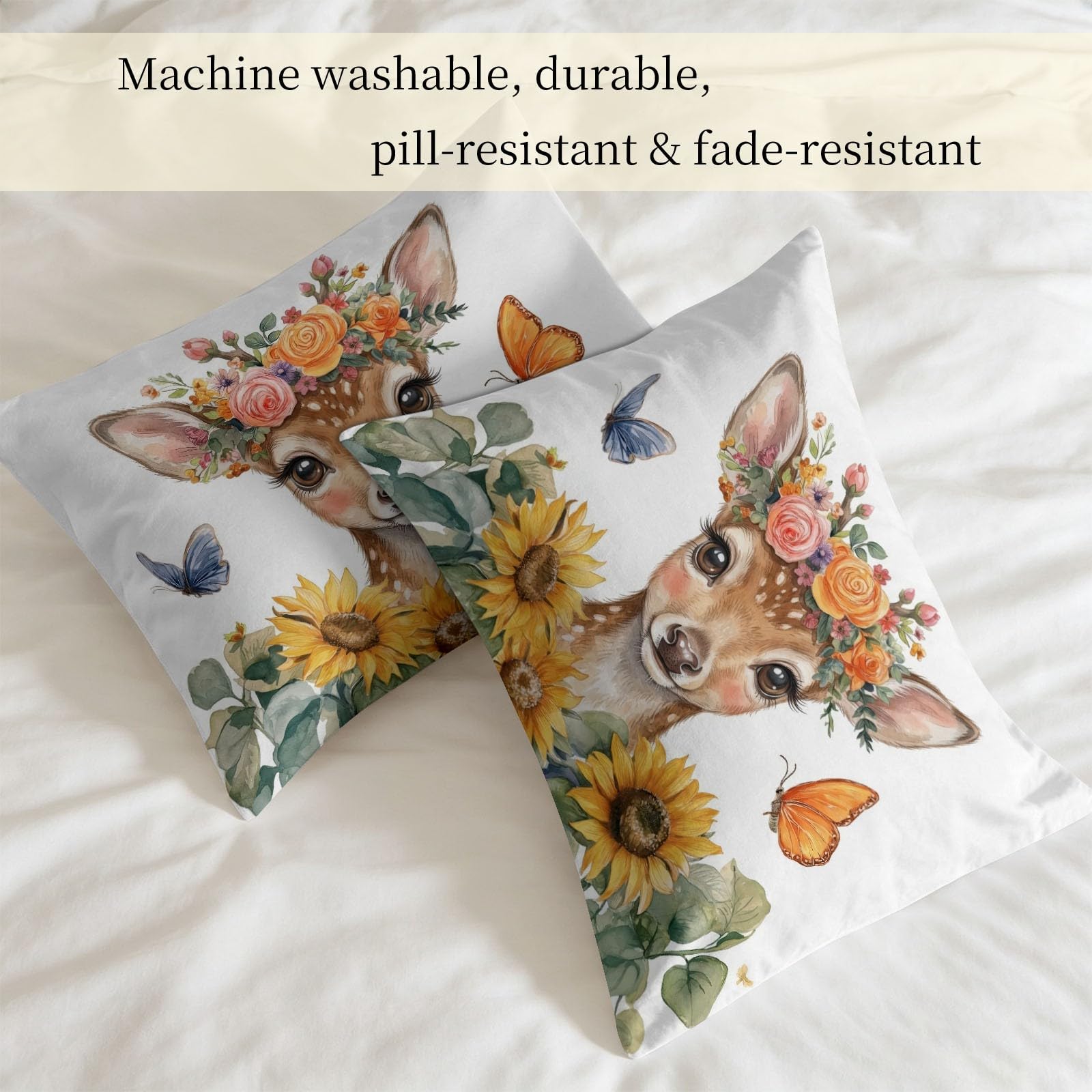 Piumino Animale Giraffa Girasole Stampato 2 Persone Reversibile 200 x 200 cm, morbido piumino 4 stagioni senza copripiumino, anallergico lavabile Cartoon floreale modello per bambini adolescenti