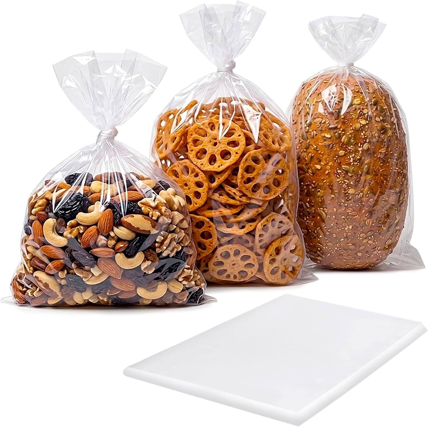 9x14 Inches Clear Plastic Bags for Packaging, 50 Pieces Flat Open Clear Poly Bags for Storage (Ribbon NOT Included)