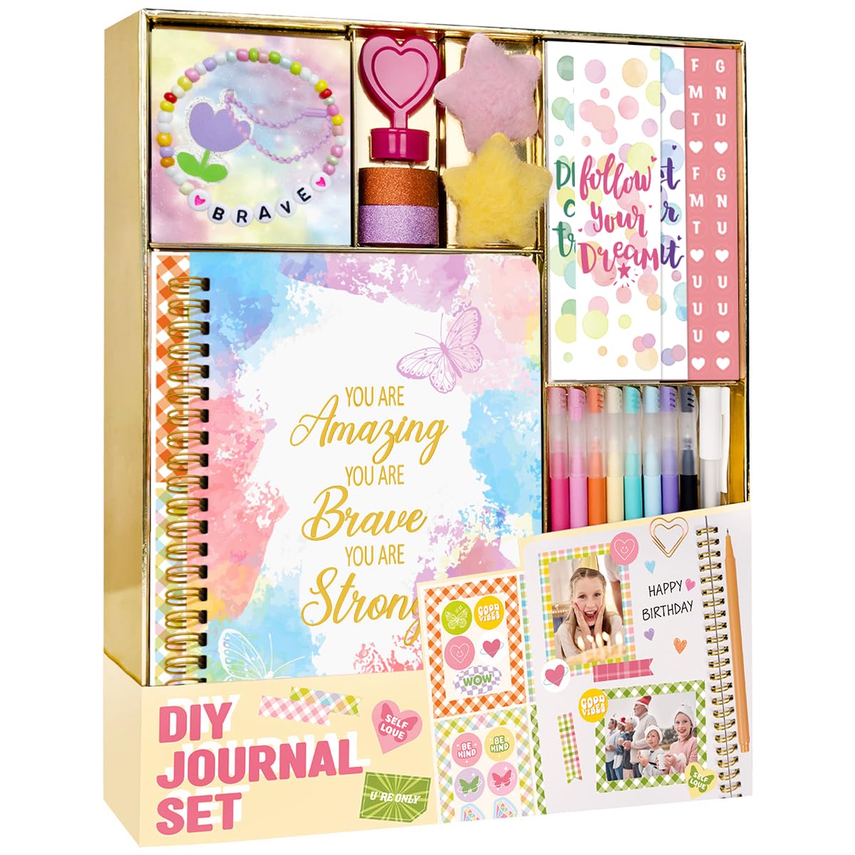 Nollh Gifts for 8 9 10 11 12 Year Old Girl - DIY Journal Kit for Teen Tween Girls, Stationary Scrapbook & Diary Supplies Set, Girl Gifts Arts and Crafts Stuff, Toys for Ages 8-13