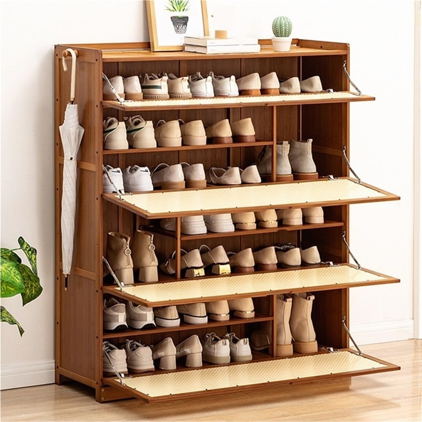 IvyLoutish Shoe Storage Cabinet with Flip Door Shoe Shelves Freestanding Shoe Storage Racks Large Capacity Shoe Organizer for Entryway Hallway Living Room,Freestanding Organizer