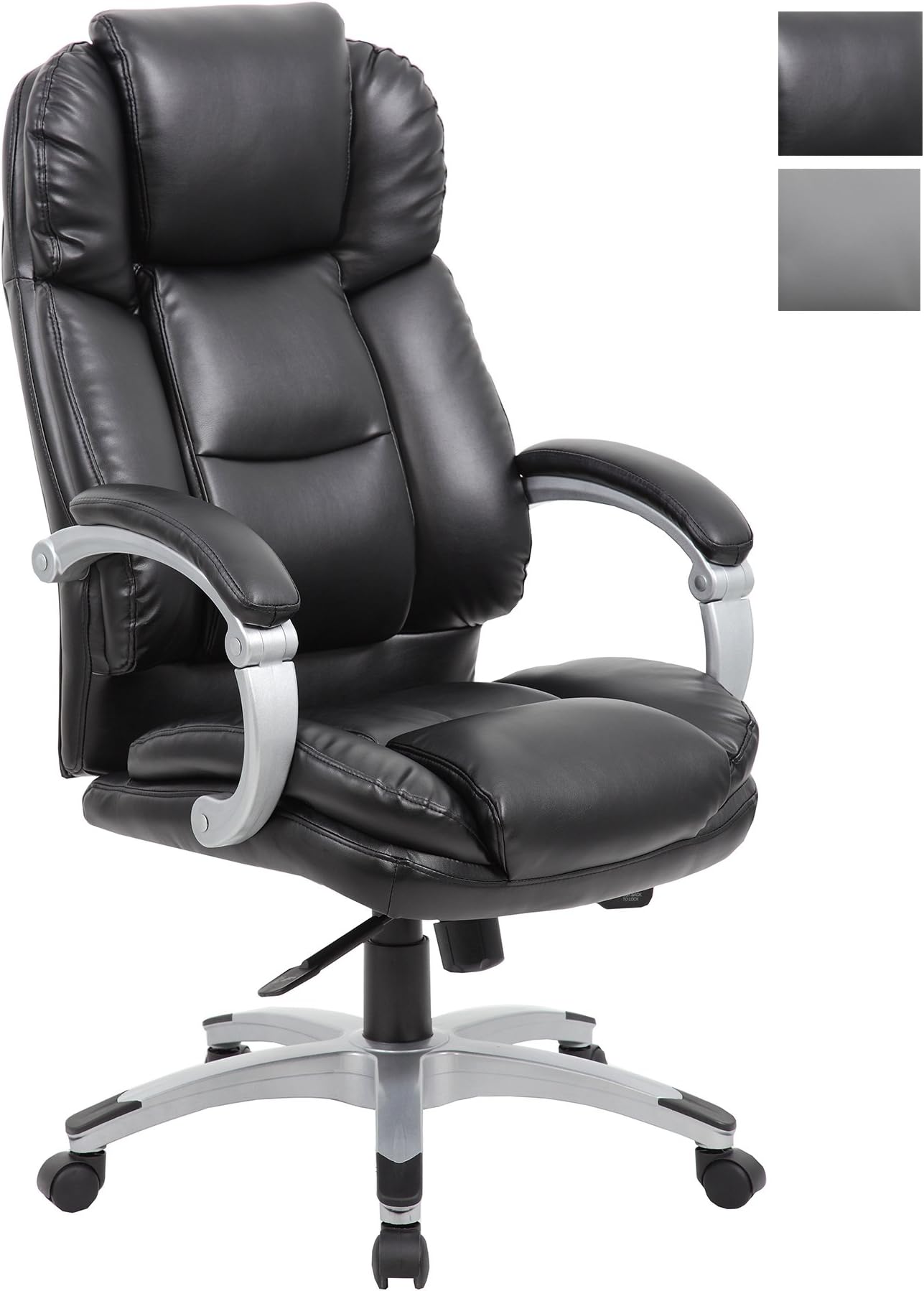 Office Furniture Online Aston Synchronous Bonded Leather Manager Chair - Black