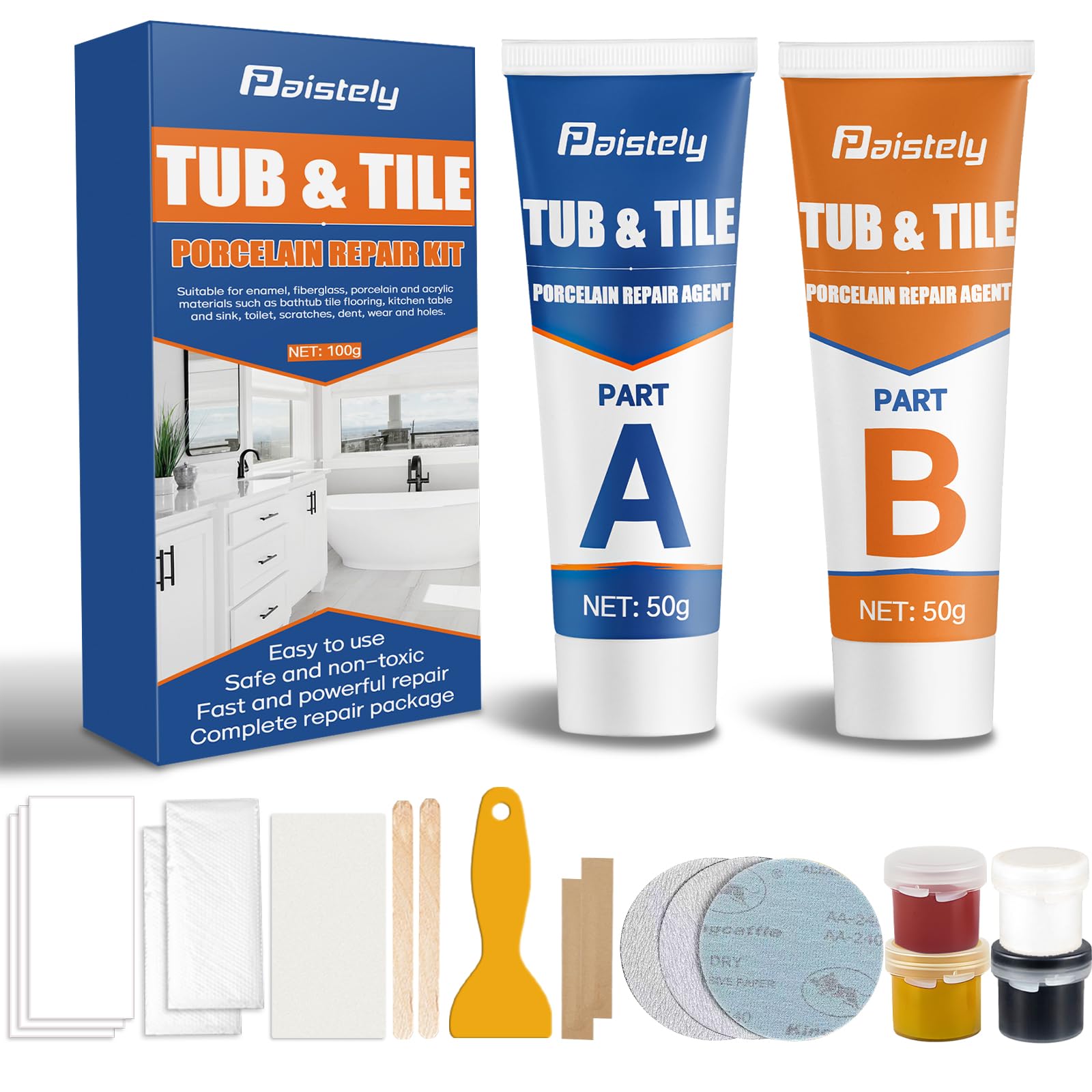 Porcelain Repair Kit Waterproof Fiberglass Tub Repair Kits Strong Tile Repair Kit Non-Toxic Ceramic Tile Repair Kits Suitable