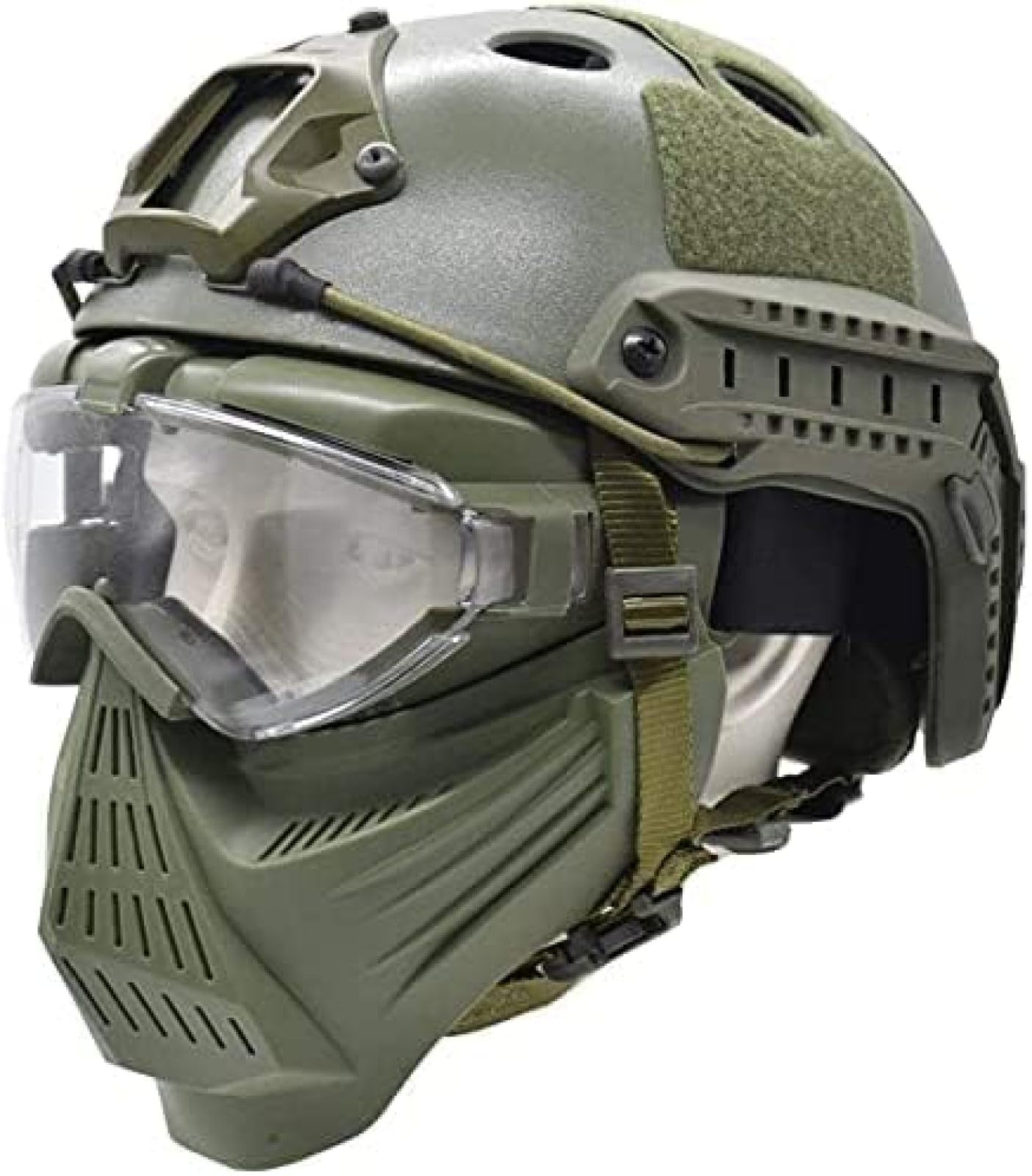 Casco Protettivo tattico Integrale da Softair con Maschera per Occhiali e Lenti, da Applicare al Gioco di Sopravvivenza CS Paintball di Ruolo, from, 24 * 25 CM