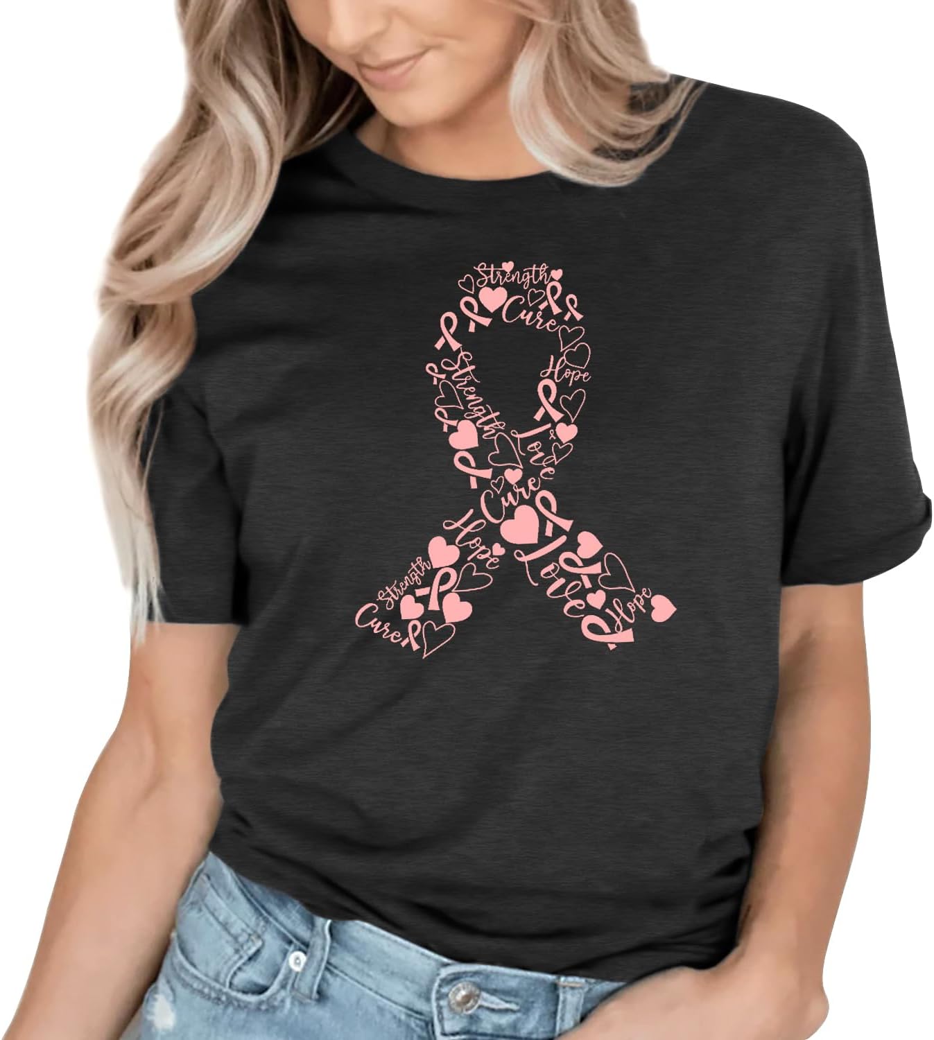 PQZ Breast Cancer Shirts for Women Cancer Awareness Tee Womens Butterfly Tee Shirt Cancer Survivor Tops - Image 3
