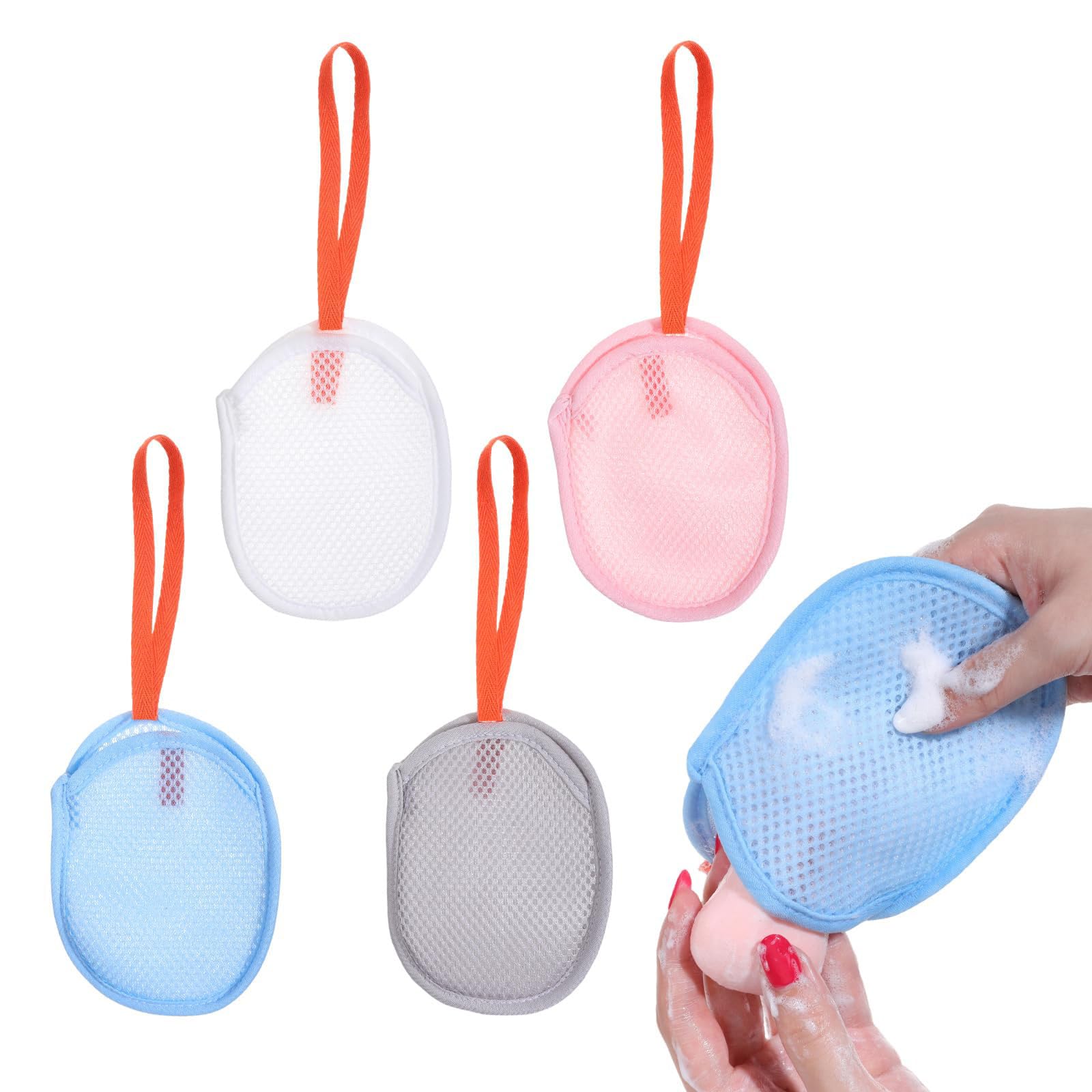 Soap Net Pouch 4-Piece Set, Mesh Bag for Rich Lather, Extends Soap Life, Bathroom Storage Organizer-image-33