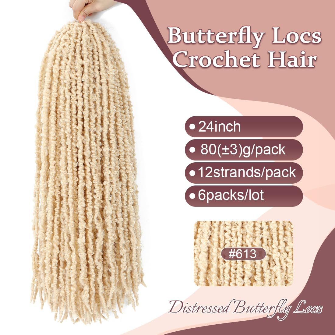 Amazon.com : GetGal Pre Looped Butterfly Locs 24 Inch 613 Handmade 