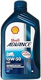 Shell 1504001 Motoröl Advance 4T AX7 15W-50, 1 L, 22.10x11.70x22.10