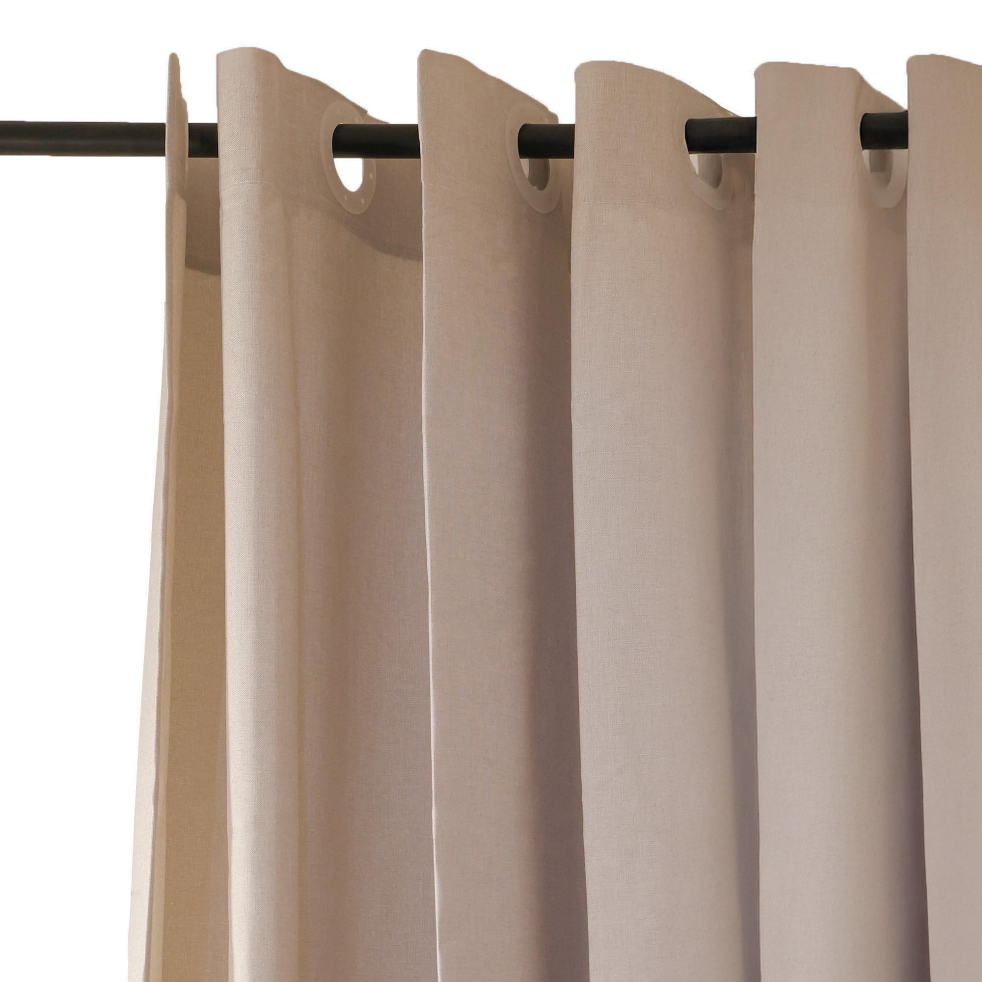 Jean & Len tenda da doccia beige, 100% poliestere, raffinato effetto lino, lavabile in lavatrice, con sistema di sospensione integrato, idrorepellente, 180 x 200 cm
