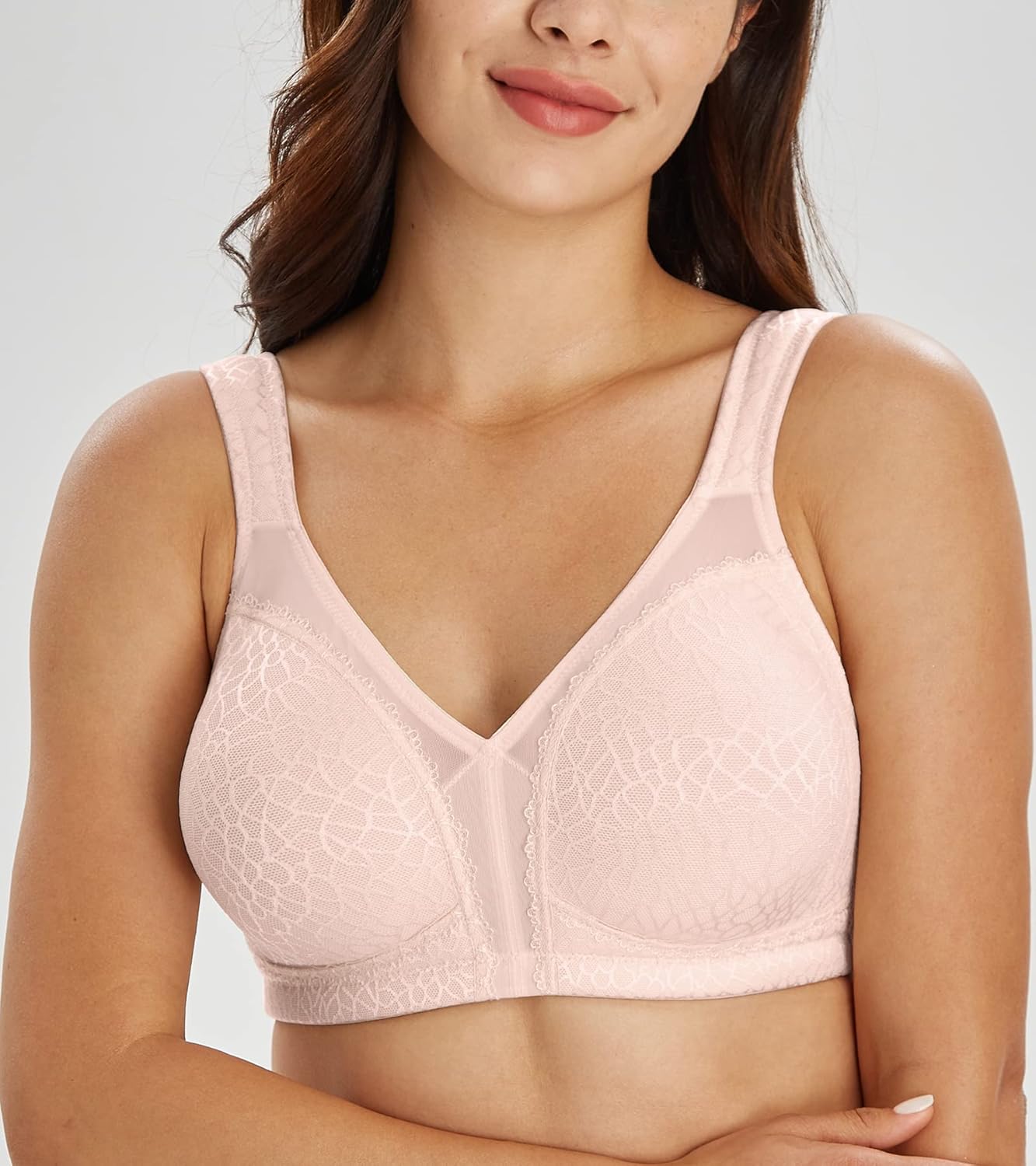 Lemorosy Women's Plus Size Full Coverage Non Padded Wireless Minimizer Bra -Comfort and Double Support - Image 3