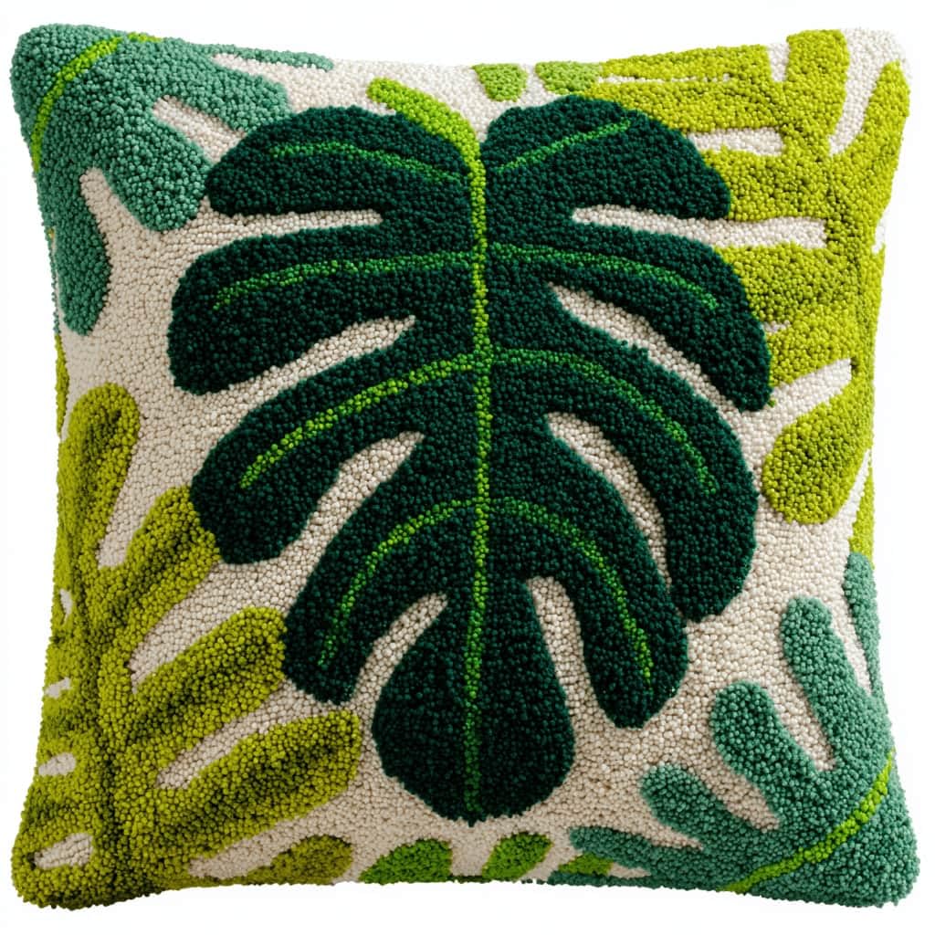 Kitquiver Latch Hook Kits for Adults Leaf Rug Cover Pillowcase Beginner DIY Needlework Embroidery Kits Handmade Set Craft Sofa Home Decor 43X43Cm