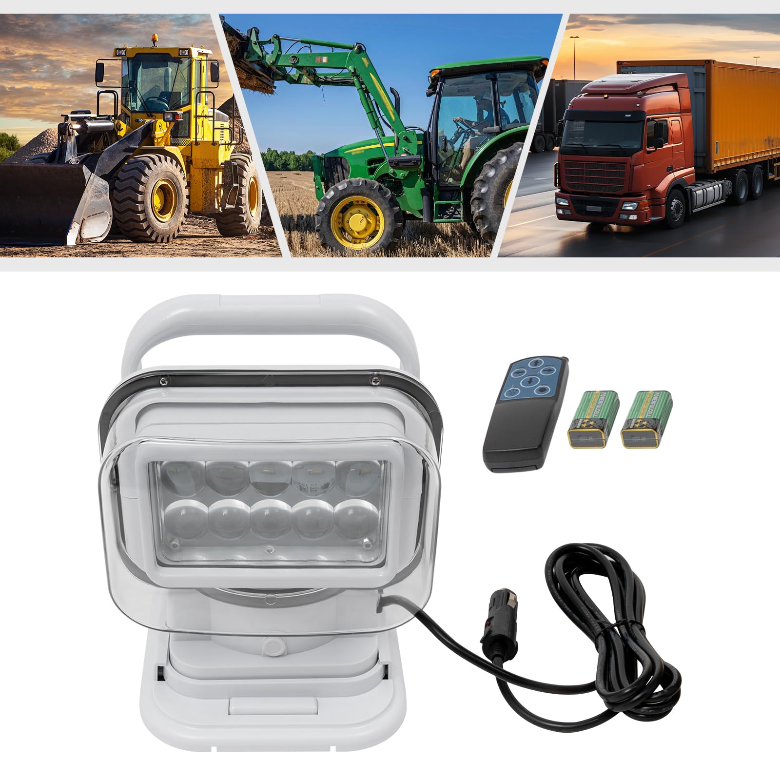 9 – 32 V 50 W telecomando LED luce da lavoro per fuoristrada, camion, ATV, camion, macchine agricole, barche, 6500 K (bianco)