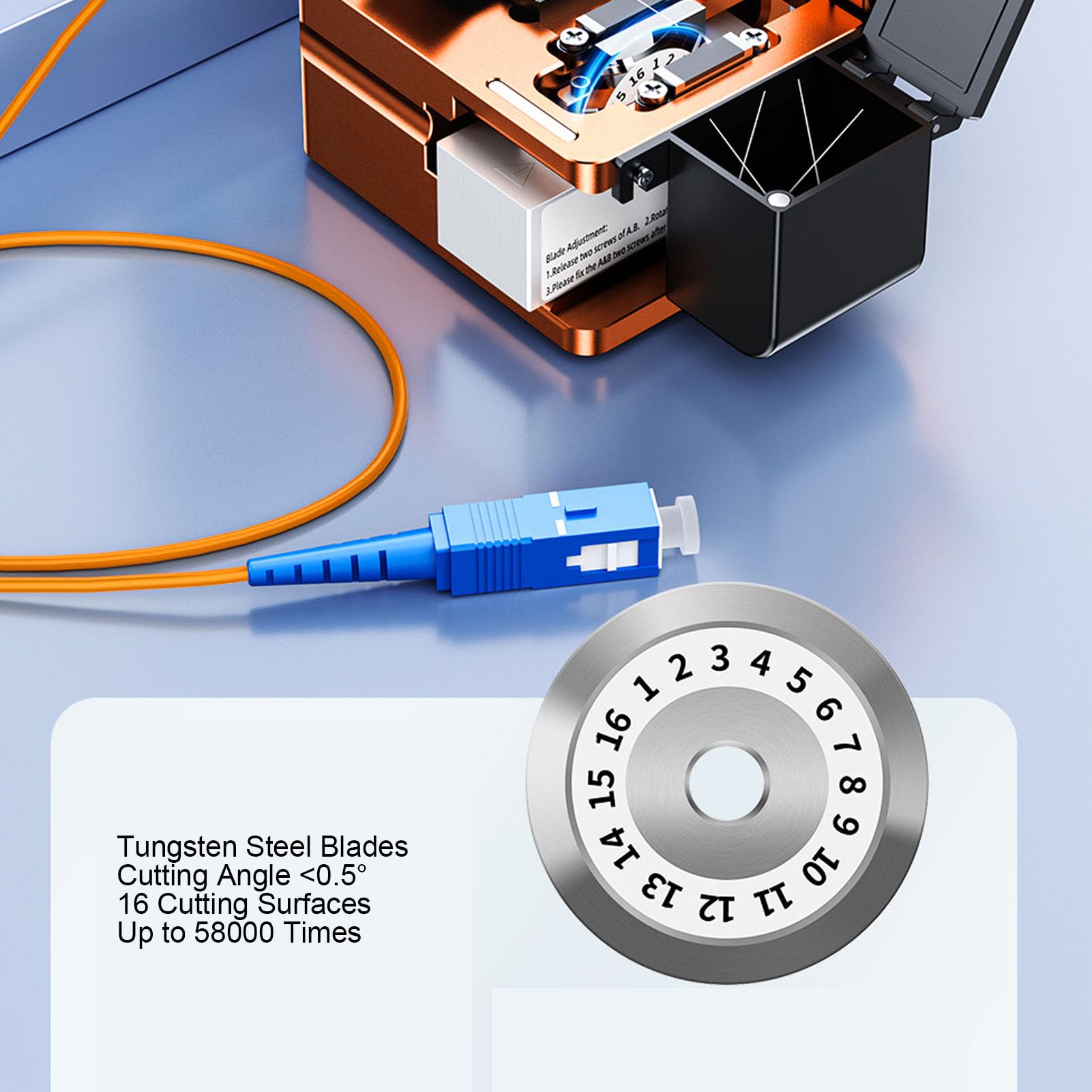 Generic Cortadora de Fibra óptica Pelacables de 3 Puertos <ángulo de 0,5° 16 Lados de Corte 58000 Cortes Accesorio 3 en 1 Restablecimiento Automático para Fibras de 0,25 Mm,9 Mm