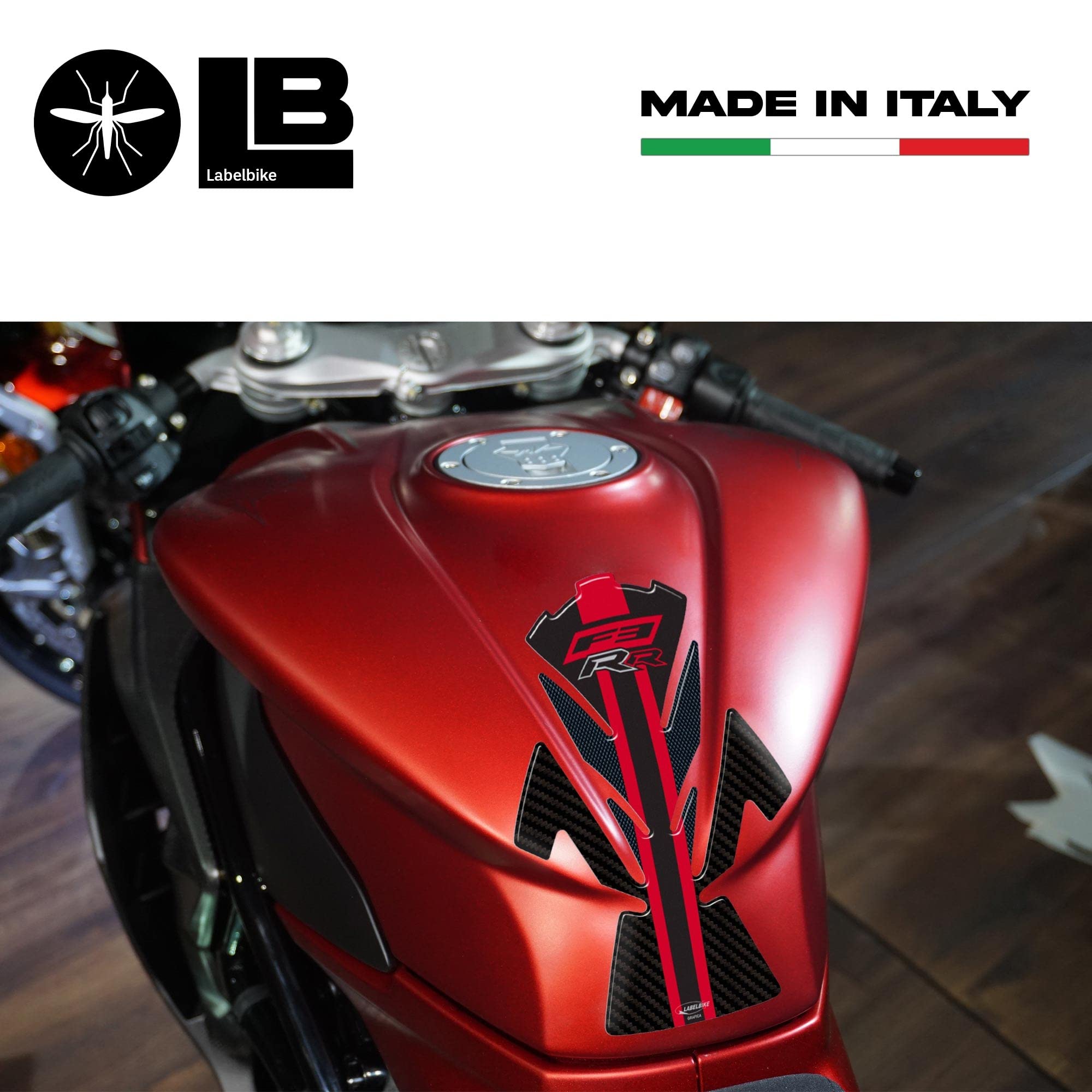 labelbike Adesivo 3D Moto Paraserbatoio Compatibile con MV Agusta | F3 RR 2022, Protezione in Resina, Antigraffio, Decorazione