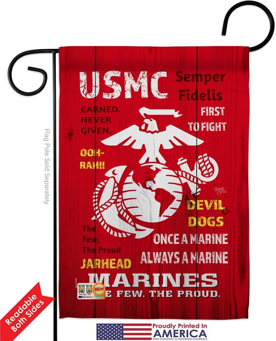 Marine Corps USMC Garden Flag Armed Forces Semper Fi United State American Military Veteran Retire Official Small Decorative Gift Yard House Banner Double-Sided Made In USA 13 X 18.5