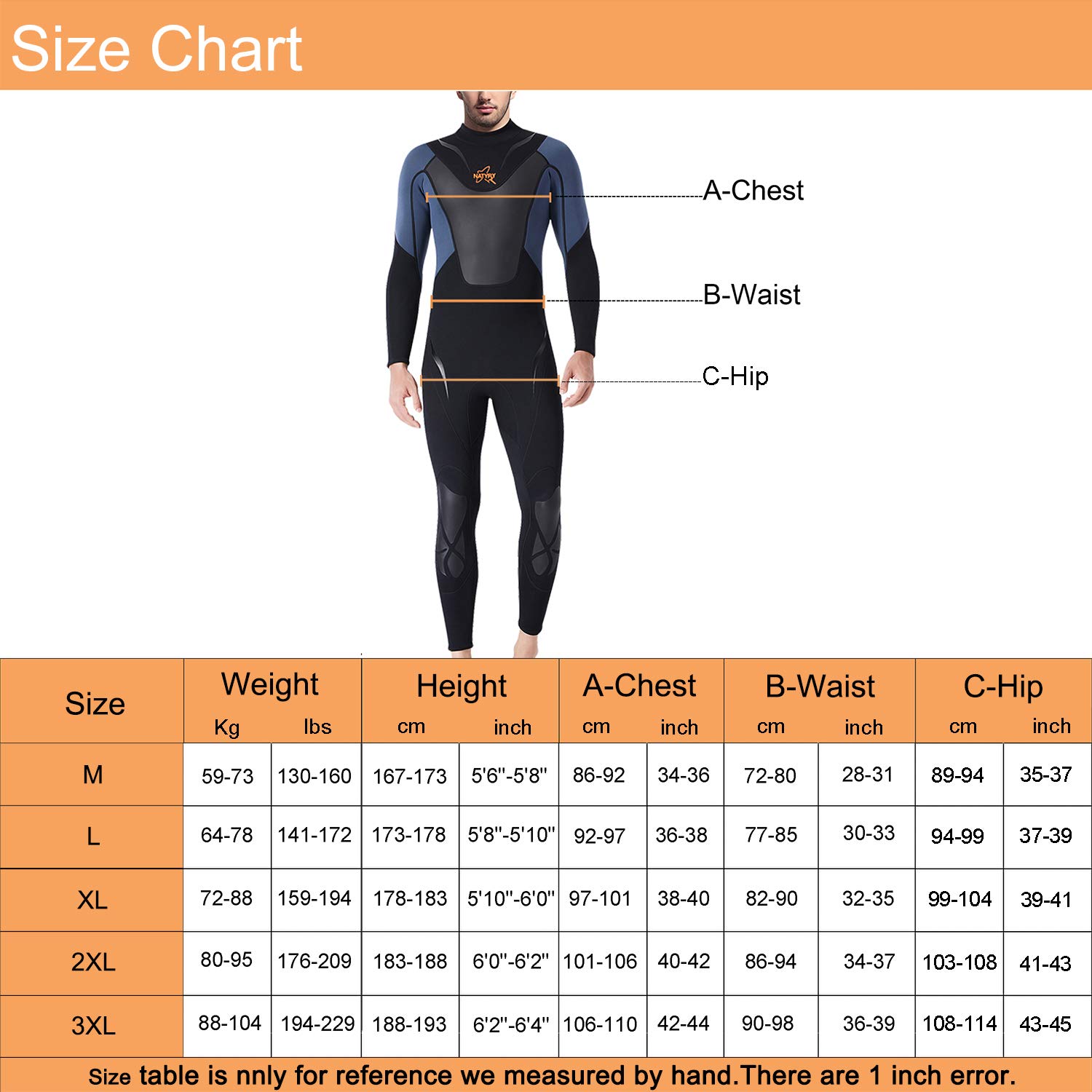 NATYFLY Mens Wetsuit Women 3mm, Neoprene Surf Suit Men, Youth Full Body