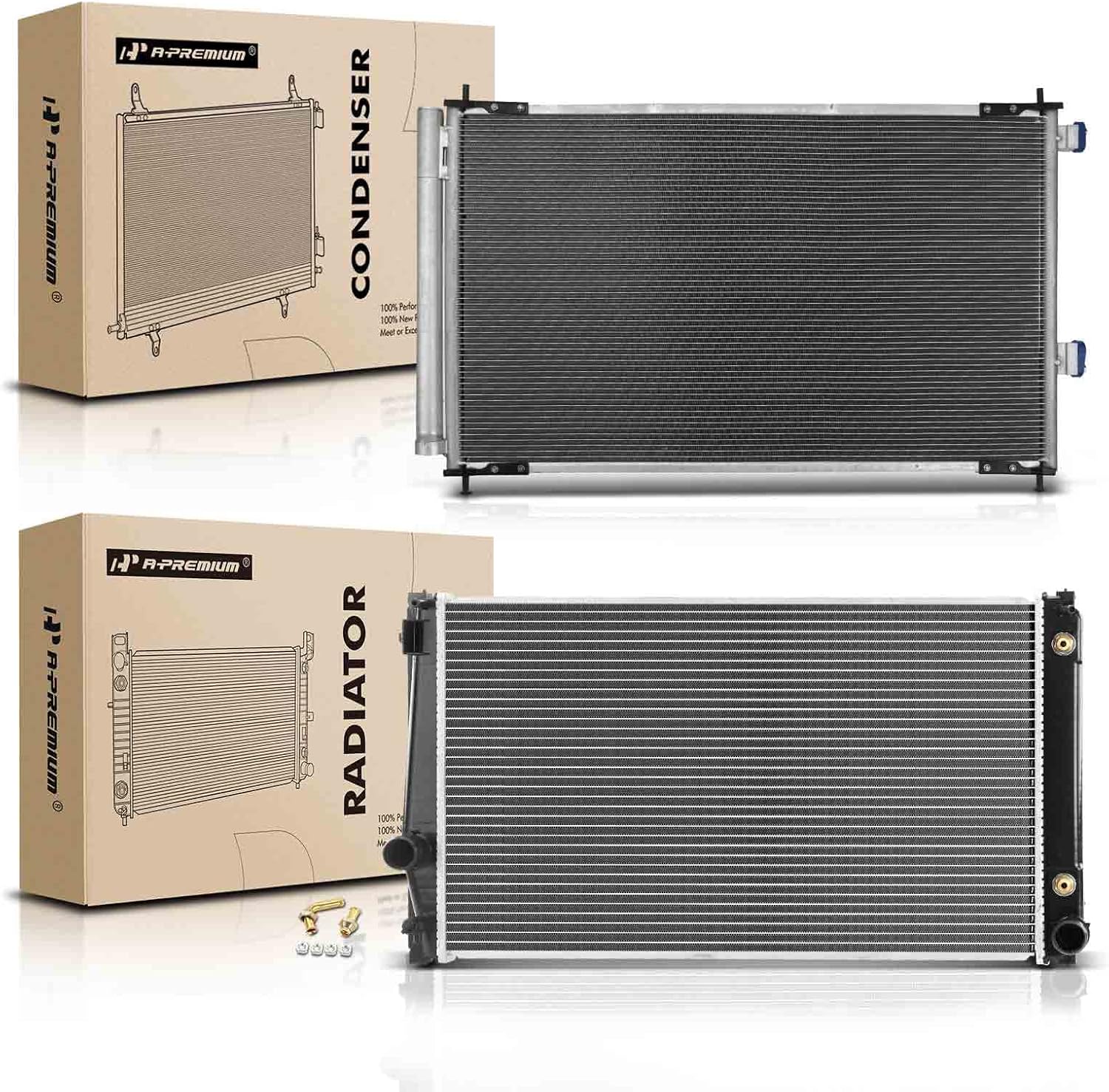 A-Premium Engine Coolant Radiator & A/C Condenser Cooling Kit Compatible with Toyota RAV4 2006-2012 3.5L, Automatic Transmission, 2-PC Set